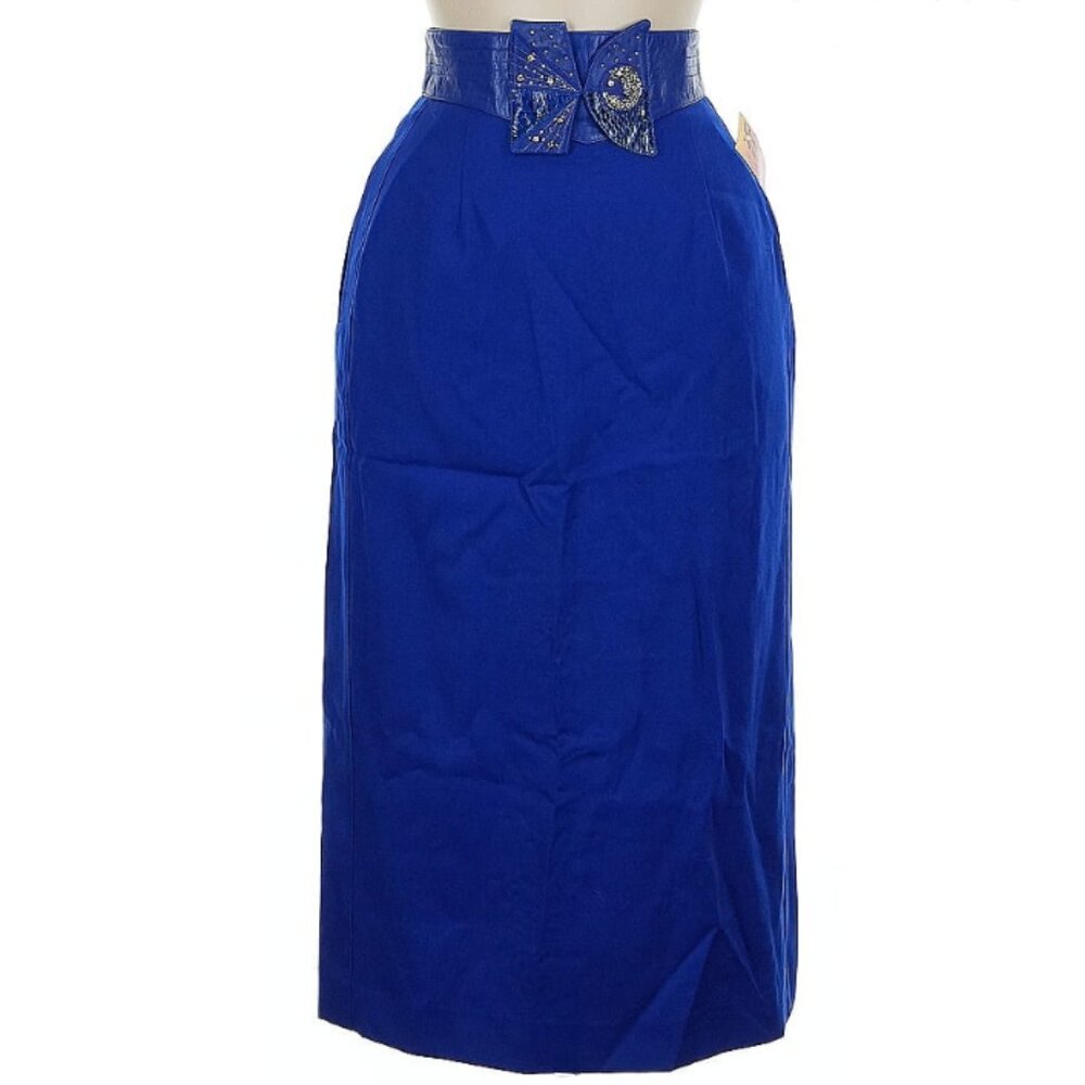 Joseph Ho Vintage 80s Style Wool Skirt in Cobalt Blue
